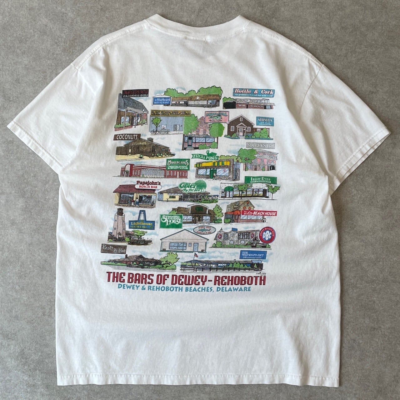 90s Bar 店 建物 ビール デラウェア州 両面プリントTシャツ