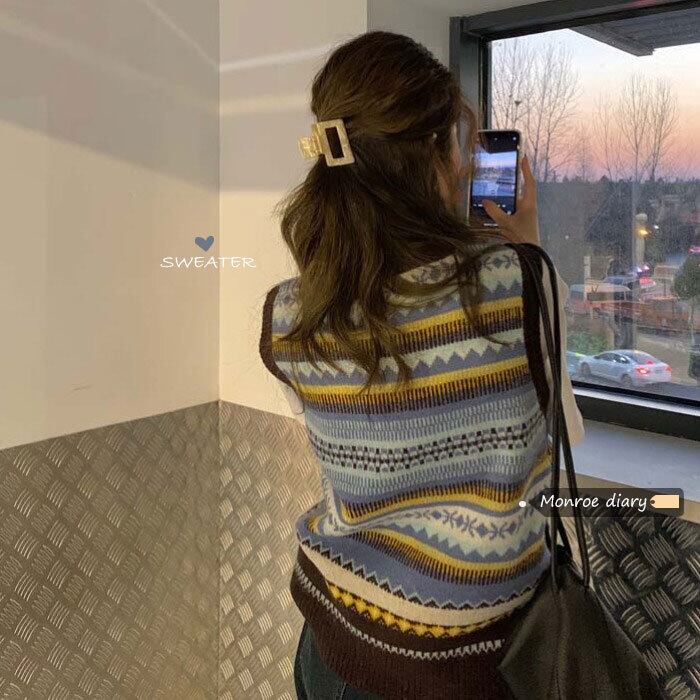 スタンダードニットセーター スプリングジャケット ノースリーブ レトロ 春物 モンロー48205277538