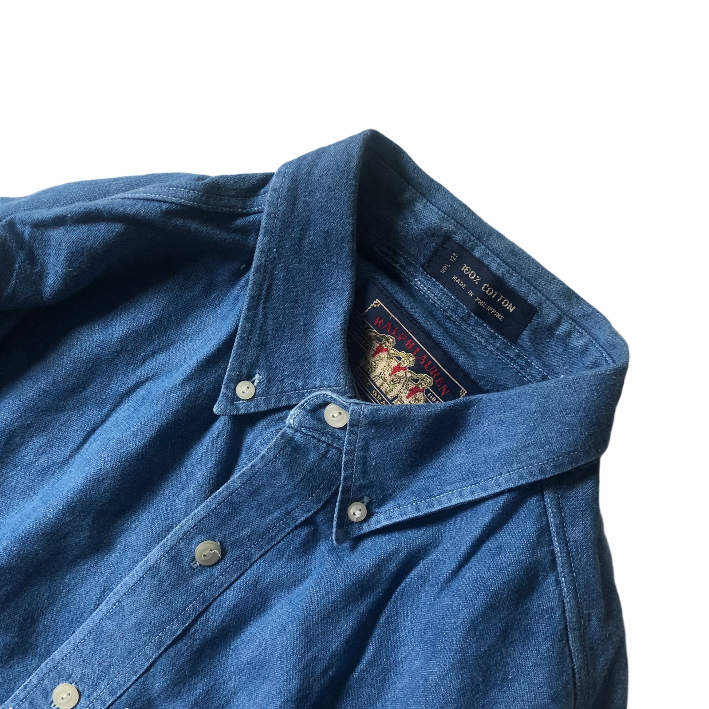 90s CHAPS Ralph Lauren denim B.D shirts デニムシャツ ラルフ