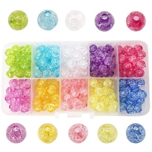 【数量限り】HappyHome ビーズ 手芸 アクセサリー ガラス風 ビーズ 丸 8mm 10色 250個 DIY 糸通しビーズ 手作りアクササリー