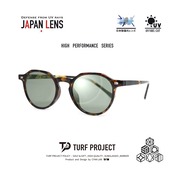 TURF PROJECT 日本製偏光レンズ搭載サングラス［小ぶりボストン］運を呼ぶ和柄デザイン付き  UV100％カット/UV400    ケース付き　形：ボストン　色：ブラウンデミ　レンズ：G-15 グリーン　/ TPPF-58279-col.32 BROWN DEMI