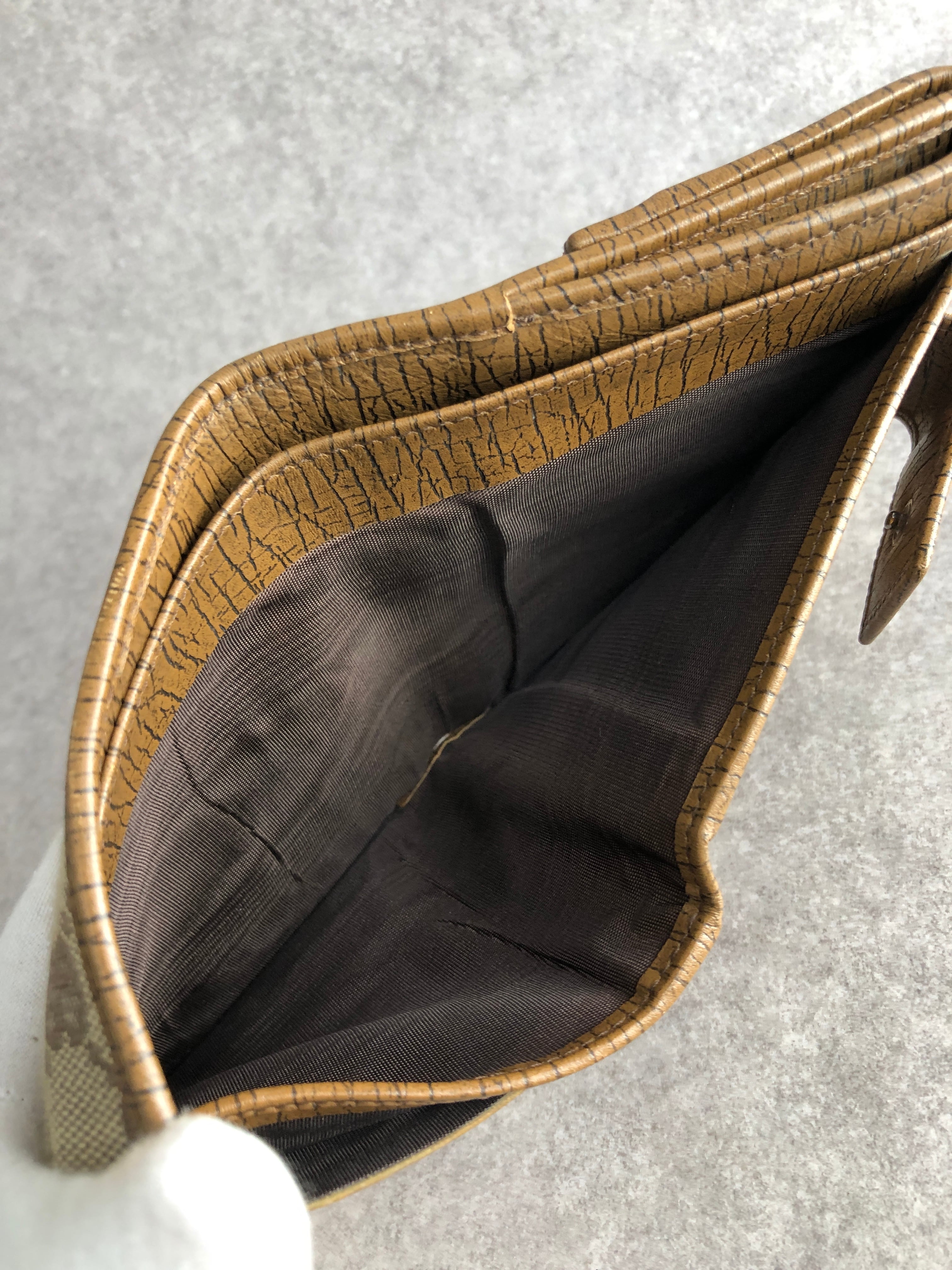 GUCCI グッチ GG 財布 ブラウン バンブー キャンバス 2つ折り vintage