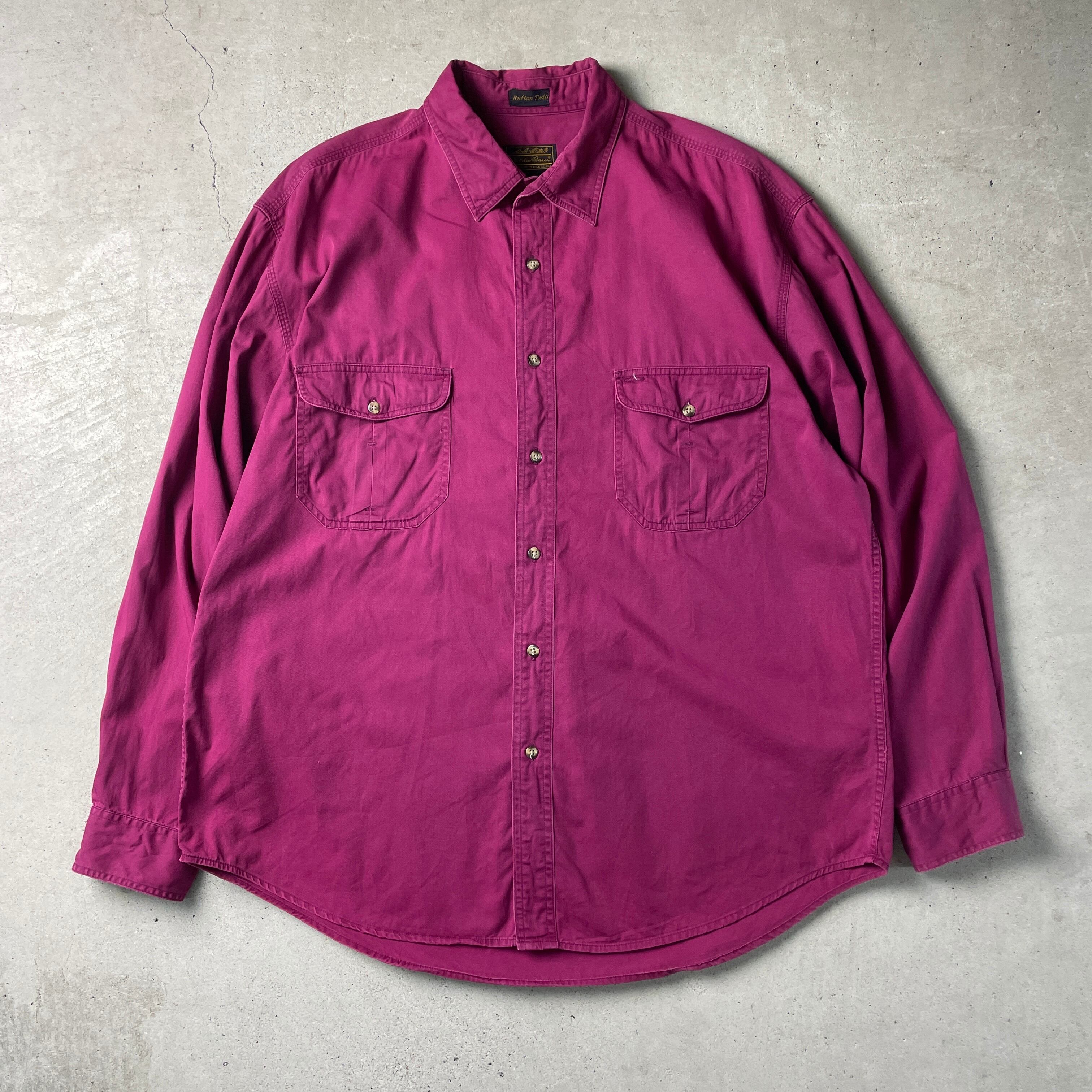 80〜90年代 黒タグ Eddie Bauer エディーバウアー コットンシャツ 