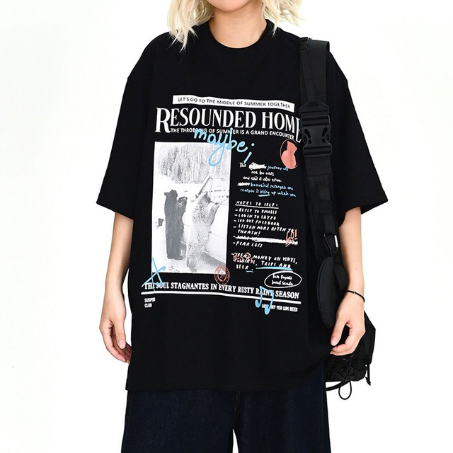 グラフィックコラージュアートレタリングTシャツ 2col   R02008