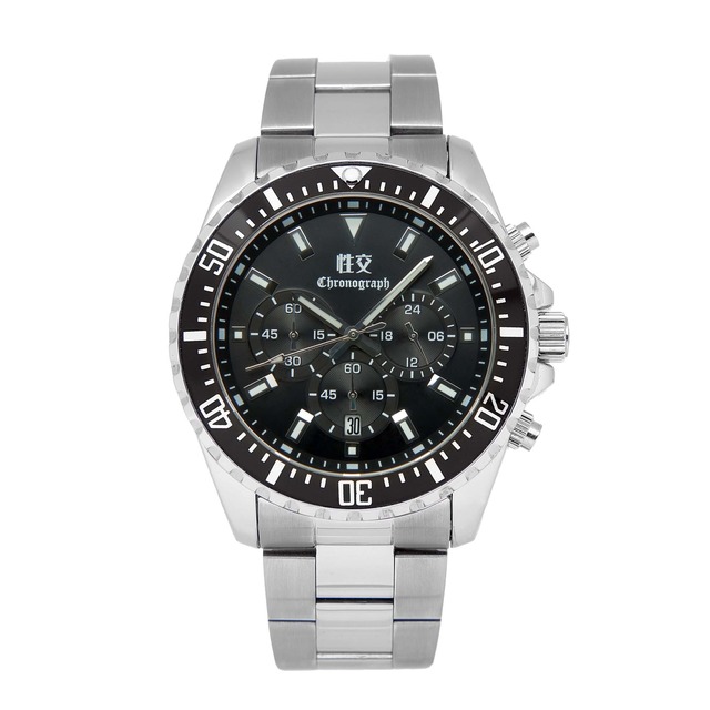 【SEIKOU】CHRONOGRAPH WATCH SILVER×BLACK ORIGINAL SEIKOU メンズ腕時計