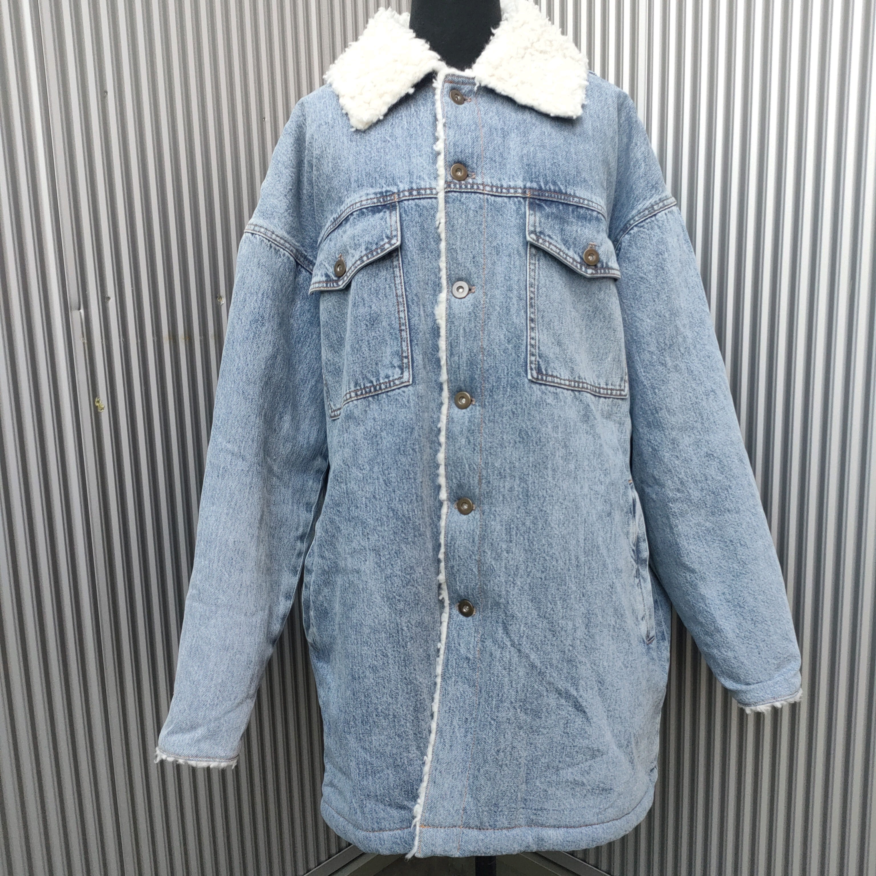 ○【2021AW】美品/ウィムガゼットWhim  Gazette/古着/ビッグシルエット/オーバーサイズ/DENIMボアブルゾン/ボア/デニムジャケット/Gジャン/コート/F/ユニセックス/定価51700/RJ14KB4/0041/