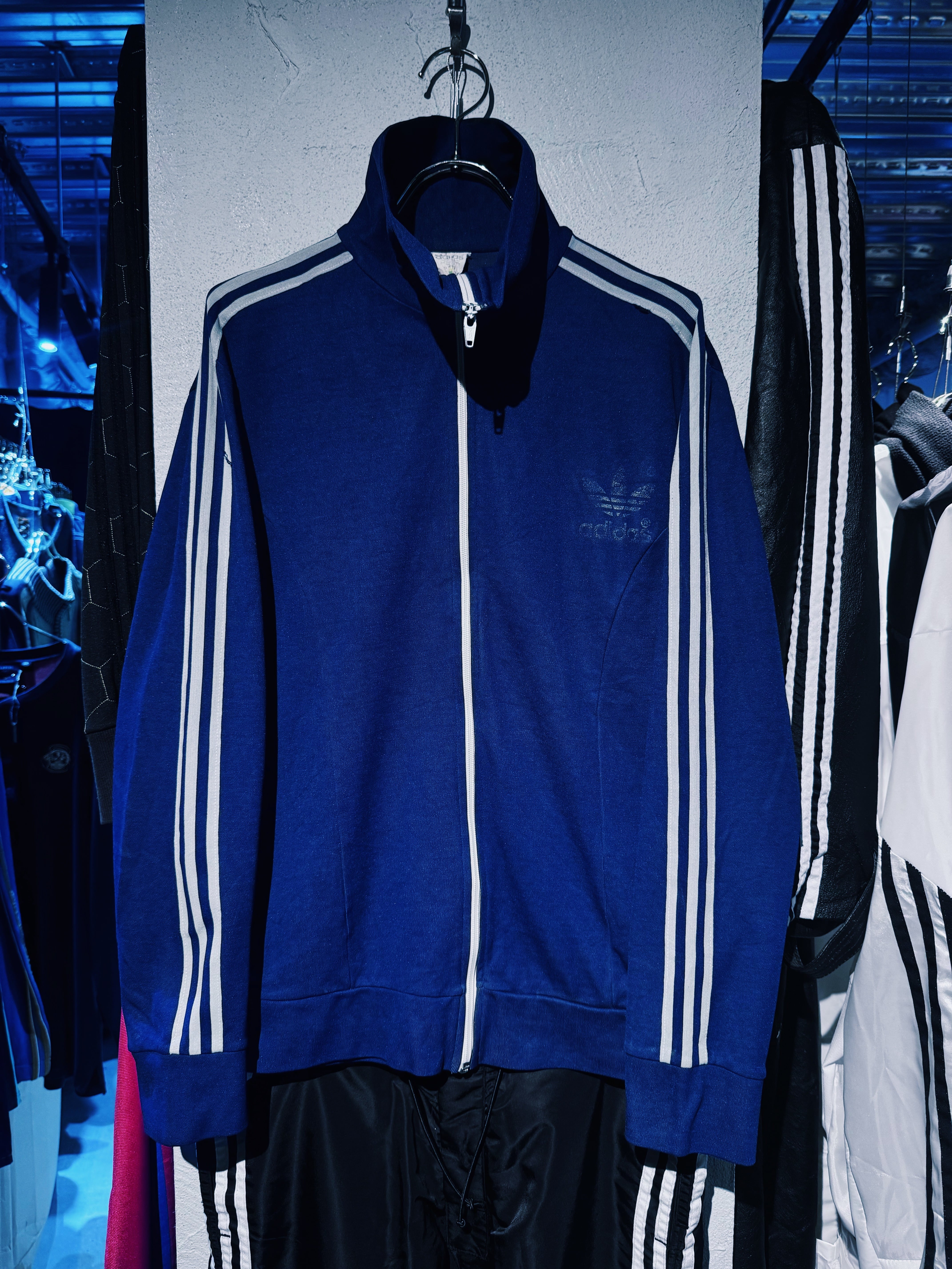 【D4C】80's vintage "ADIDAS"EURO VINTAGE trefoil logo print stand neck track jacket