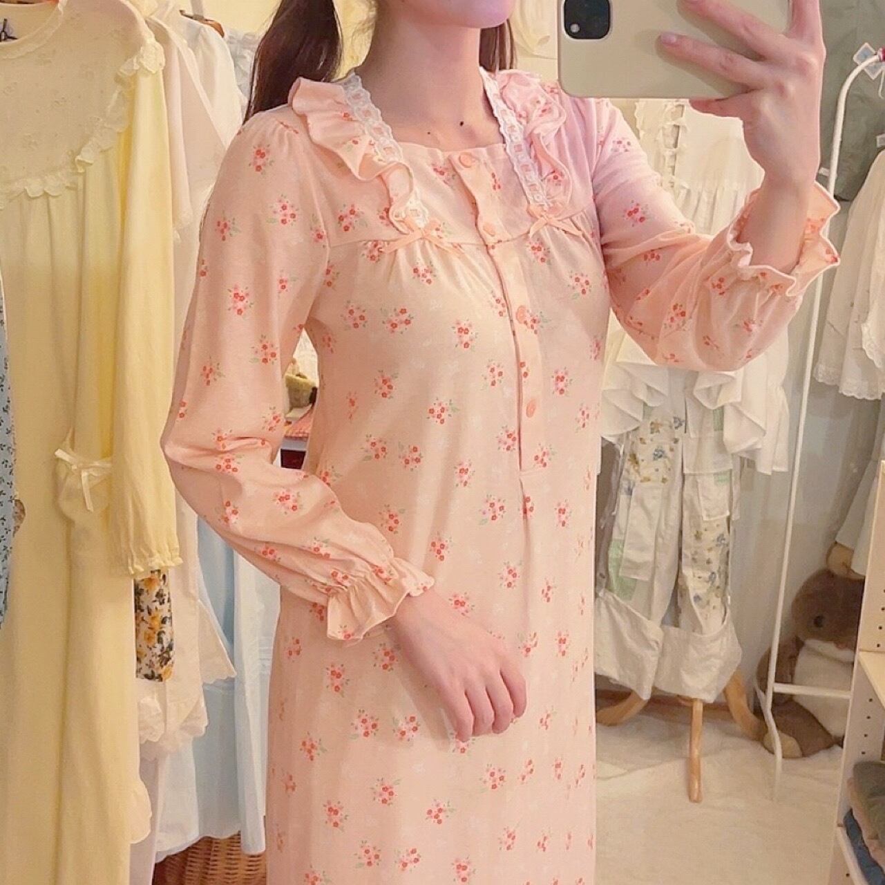 pink flower ribbon neglige one-piece