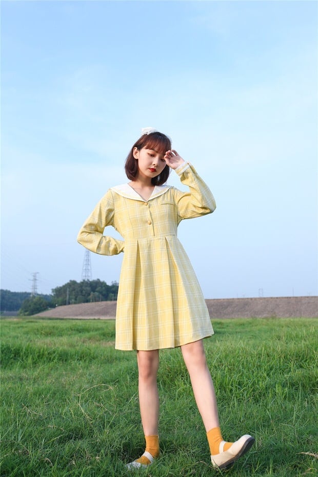 黄色 セーラー ワンピース ガーリー | LOVEYsmileSHOP