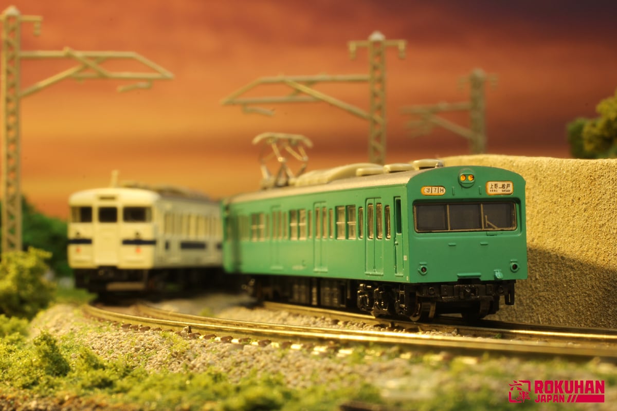 T022-9 国鉄103系 エメラルドグリーン 常磐線タイプ 4両基本セット (JNR 103 Emerald green Jo-ban Line  Type Basic Set) ロクハン ＢＡＳＥ.ＳＨＯＰ ｜【公式】鉄道模型通販 Zゲージ Zショーティー