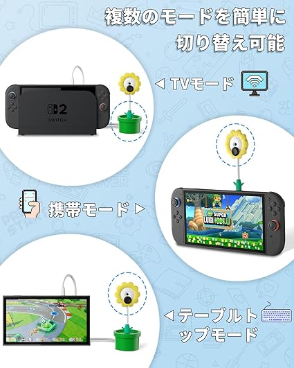LuxiSync Switch 2用カメラ スイッチ2対応USBカメラ 向日葵デザイン HD