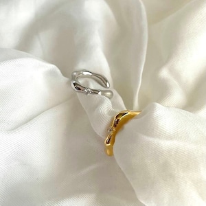 18k cz wave ear cuff【 2color 】