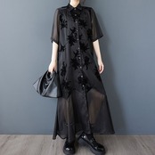 エレガントシアー 百合柄 ワンピース  30143