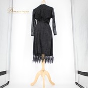 社交ダンス 衣装 スタンダード 上下セット ツーピース レッスンウェア パーティ衣装 女性用 オールシーズン U:NA ユーナ 黒 レース 長袖 光沢感 滑らか クラシック ブラック系 シック レース素材 ラインストーン付き 伸縮性 Mサイズ ファスナー仕様 おしゃれ ダンスウェア パーティー用 トップス スカート セットアップ