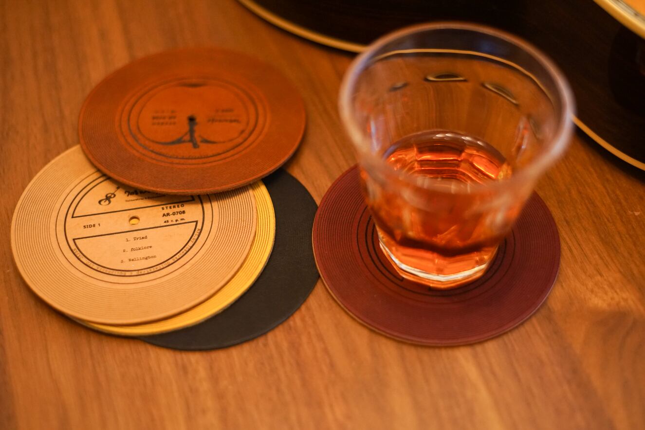 Vinyl Record Coaster レコード盤型コースター 2枚 1セット ギターストラップ専門店 708works ナナゼロハチワークス