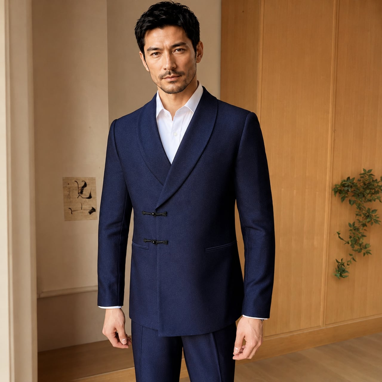 ショールカラー ロングシルエット ツーピーススーツ 3色 11338