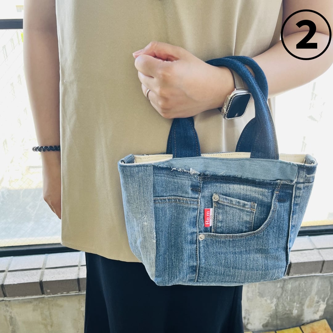 デニムリメイクバッグ 多機能性 Lサイズ デニムリメイクバッグ 多機能