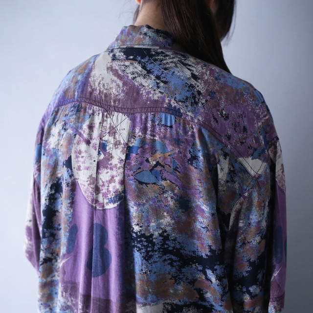 "GOOUCH" beautiful coloring full noise art pattern loose silhouette h/s shirt