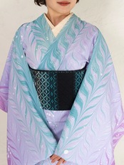 〈再販〉《夜の海とカシスの香り》大矢羽柄 × ドット セオアルファ着物｜春秋単衣・盛夏対応