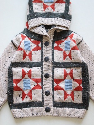 iver and isla   patchwork quilt hooded cardigan. alabaster  4y