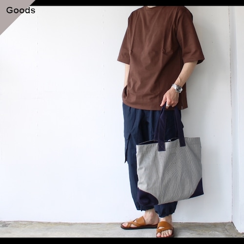 Yarmouth Oilskins ヒッコリートートバッグ The Shopper Bag （Hickory stripe × Navy）