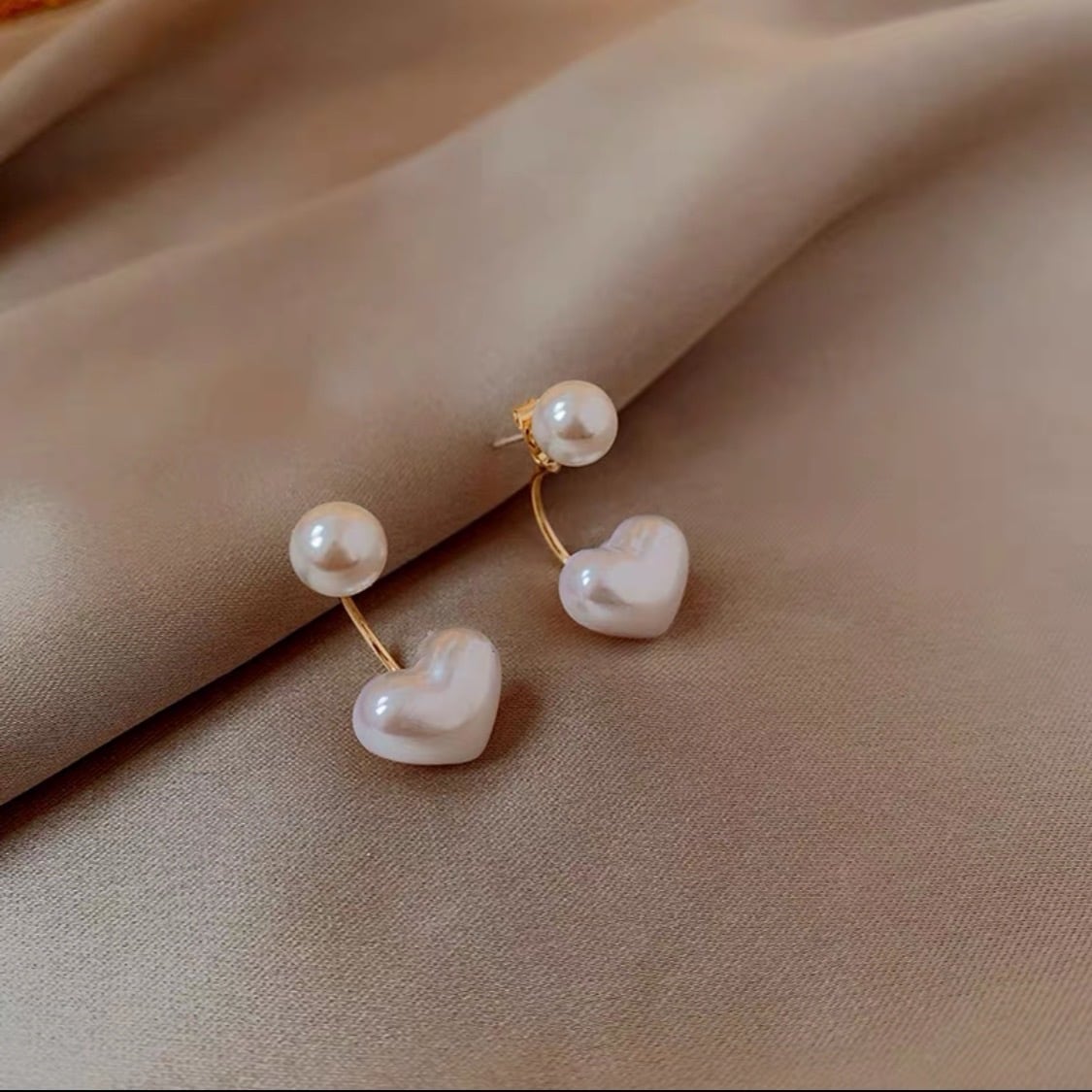 パールハート ピアス/イヤリング