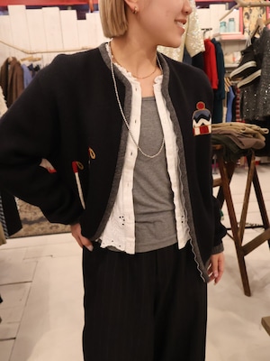 70s PURITAN ski motif knit zip cardigan【1796】