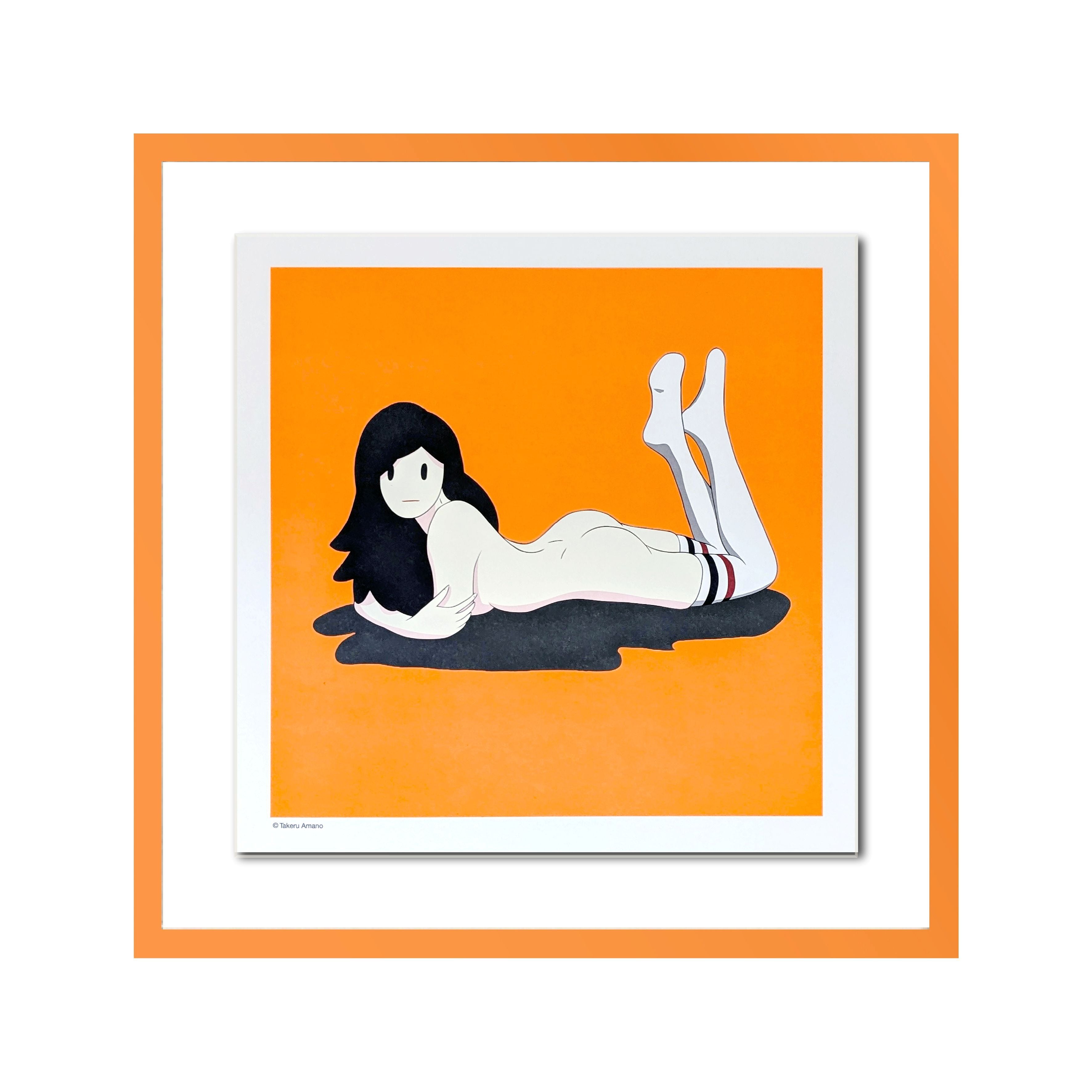 Takeru Amano Venus 本人直筆サイン入オフセットprint 額装】作家直筆サイン入り『Venus』NEON ORANGEオフセットプリント