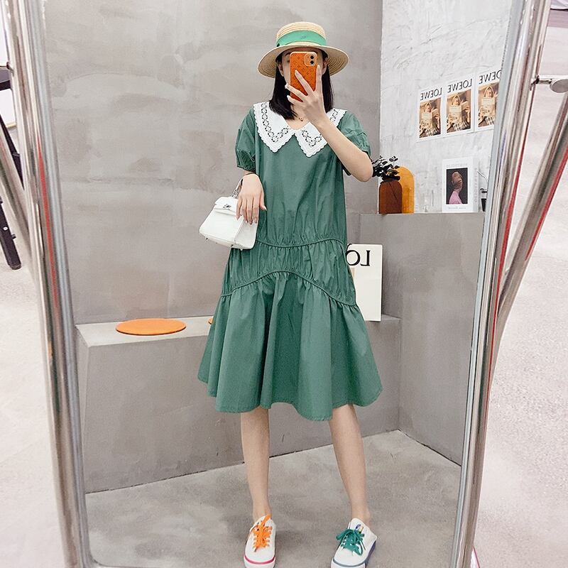 サマールーズカラープリーツドレス 大きめサイズ 夏物 ステッチ ミックスインファッション62922642888