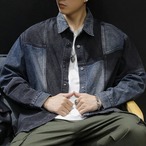 Patchwork Design Long Sleeve Regular Color Denim Shirt H0472