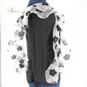 【美品 社交ダンス衣装】トップス レッスンウェア 練習着 leirena レイリーナ 黒 白 ブラック ホワイト 花柄 透け感 かわいい