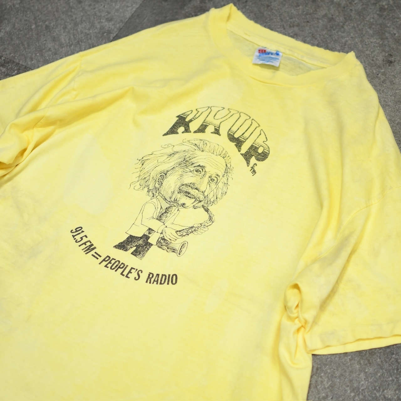 90's KKUP fm Einstein print tee over dye