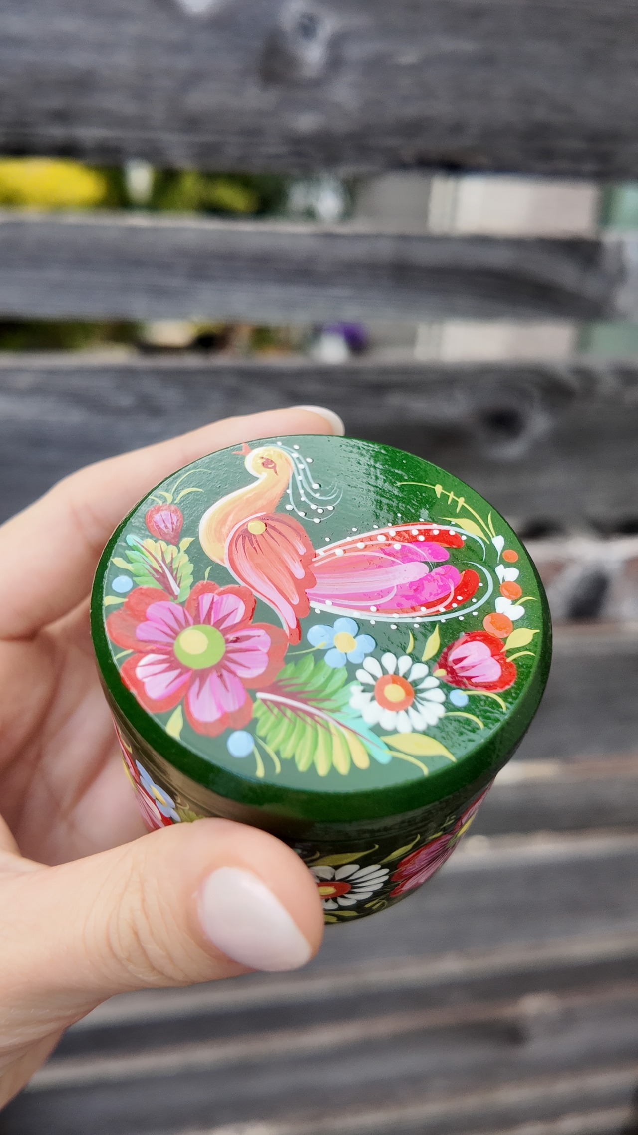 ペトリキウカ塗り　木製小物入れ・ジュエリーボックス（ティモシェンコ作）ウクライナ製 - 9