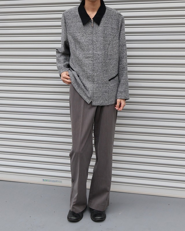 Tweed-like zip-up blouson