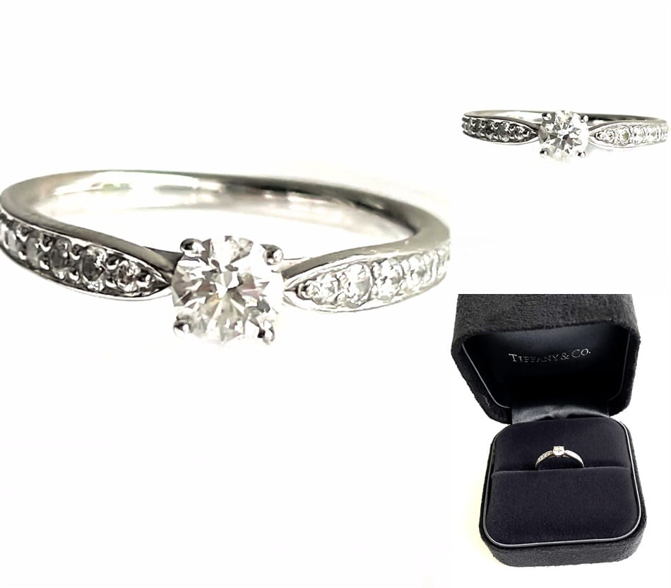 TIFFANY ティファニー ハーモニー ラウンド ブリリアント エンゲージメント リング ソリティア ダイヤモンド ウェディング プラチナバンドリング