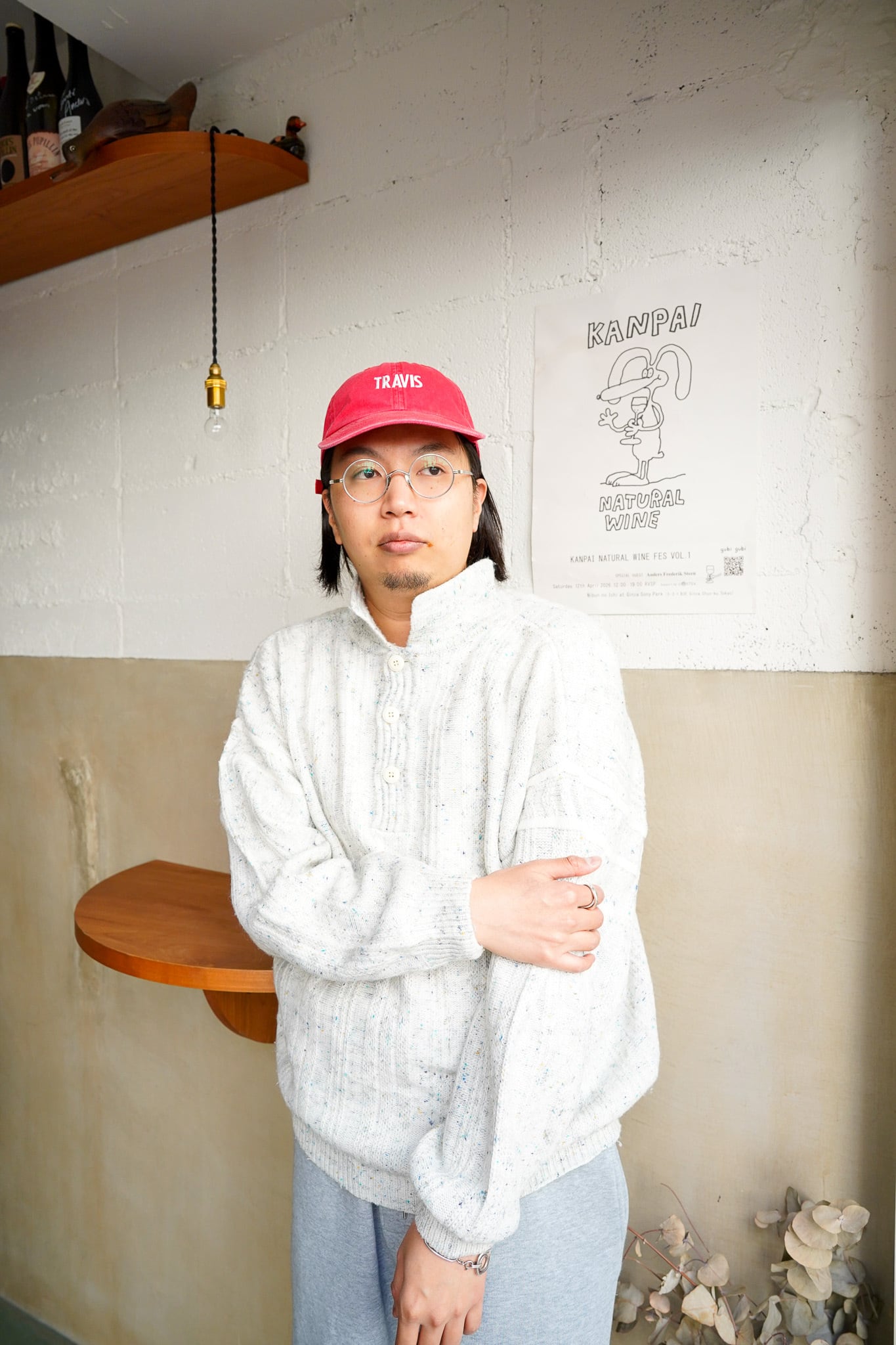 【1980-90s】"Europe Vintage" Donegal Style Nep Ribbed Polo Neck Sweater / 6-366
