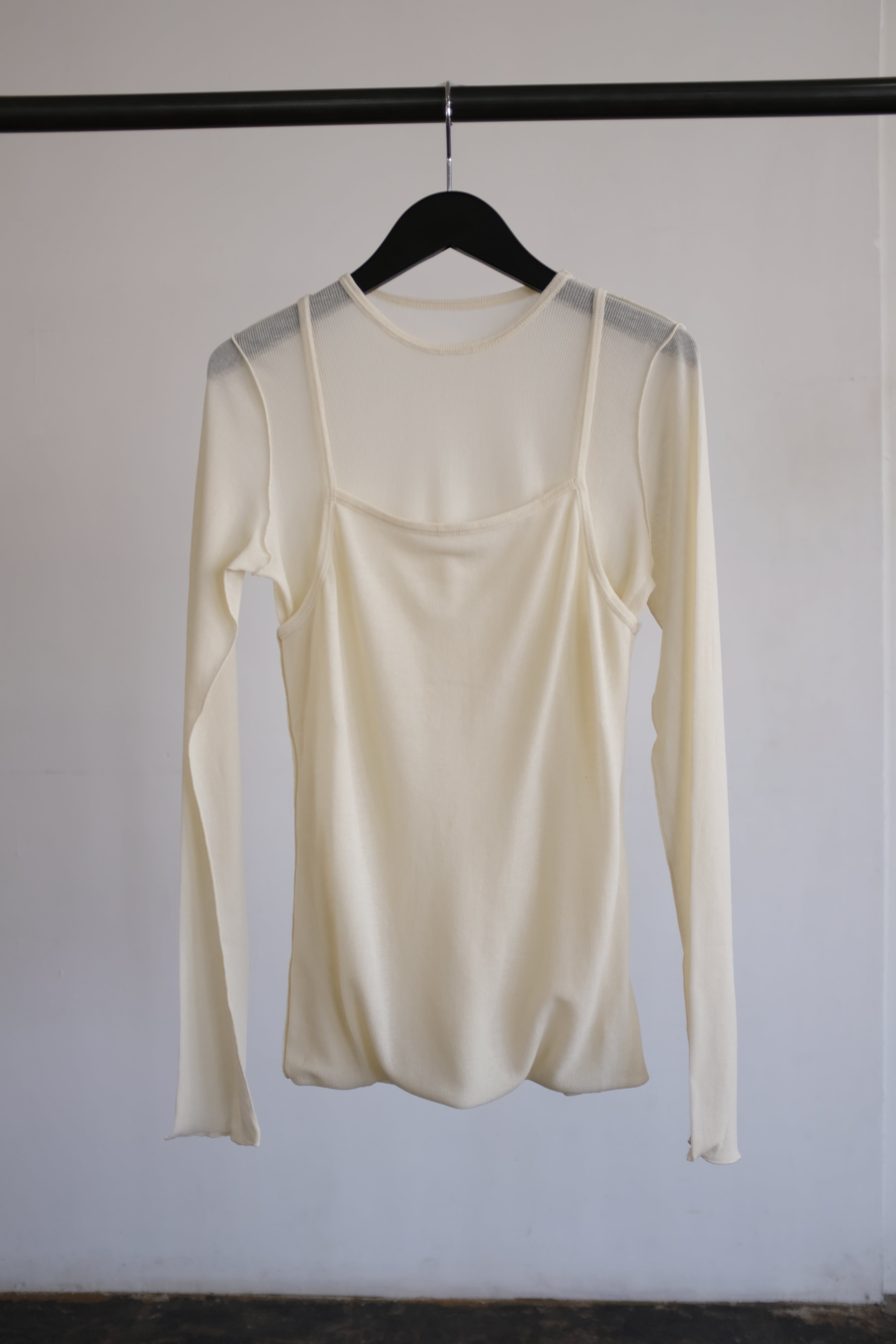 HAKUJI] Sheer rib layered LS PO / Ivory | YES-姫路の美容院と服のお