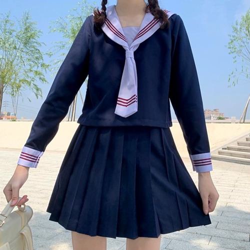 ✞ ネイビー♡シャツブラウス♥カワイイ♥プリーツスカート ロング ✞ゴスロリ SM ミリ 甘ロリ クラロリ 和ロリ エレガント 黒ロリ 姫ロリ 華ロリ BB-BB19507513178