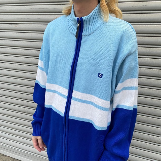 『送料無料』SOUTHPOLE ドライバーズニット　ニットジャケット　ボーダー　ブルー系