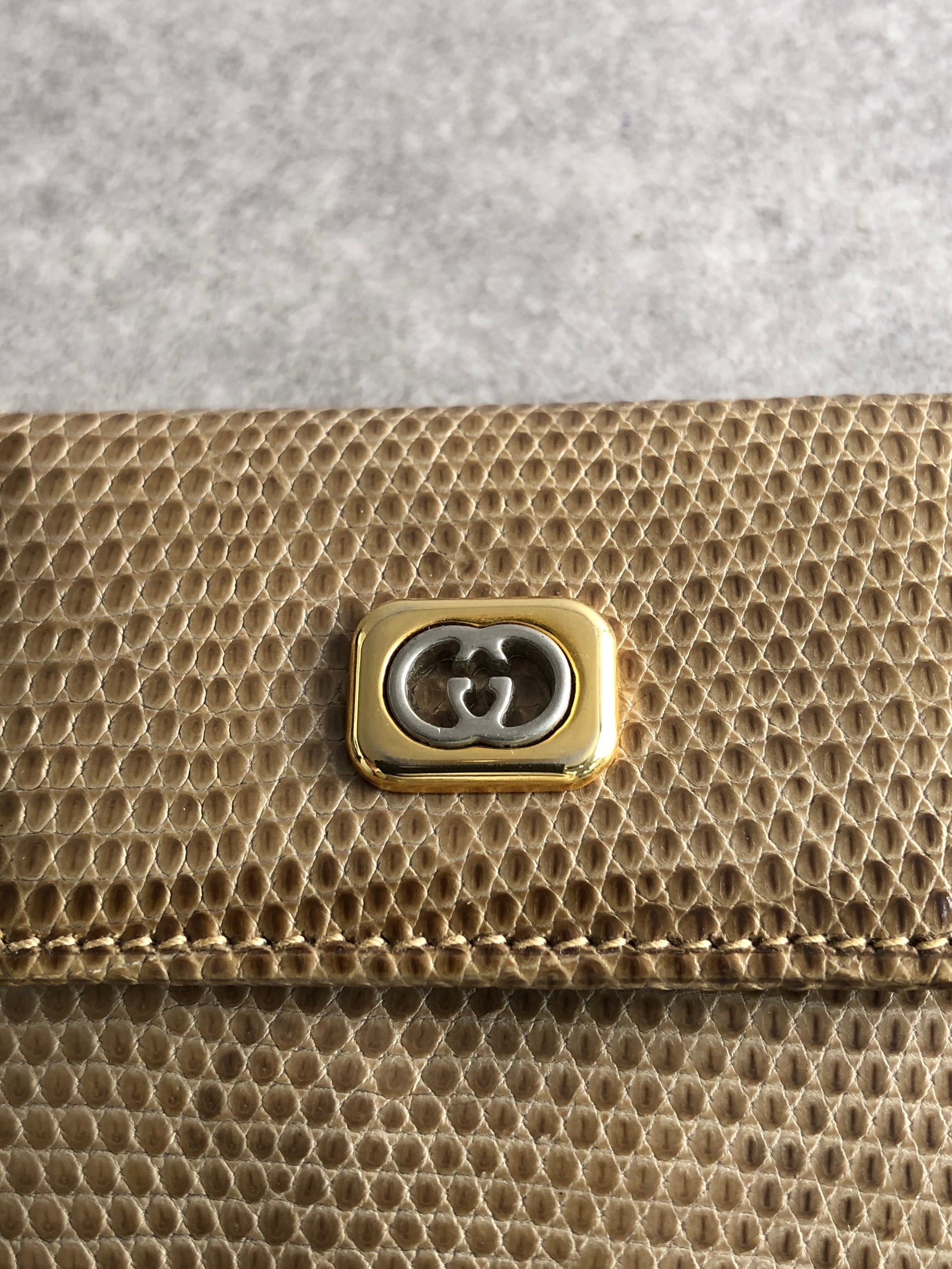 GUCCI グッチ 財布 ブラウン GG リザード型押し コインケース vintage