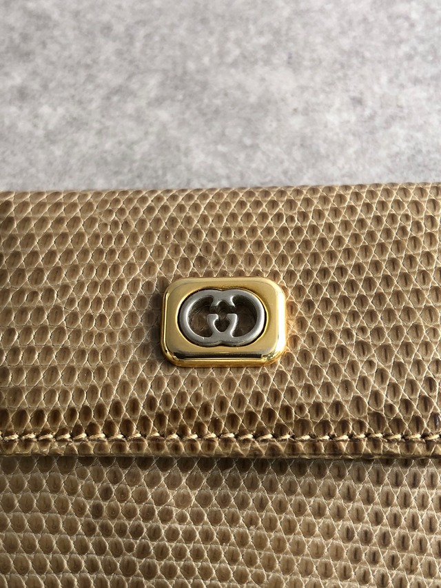 GUCCI グッチ 財布 ブラウン GG リザード型押し コインケース vintage ヴィンテージ オールド 5vm57j