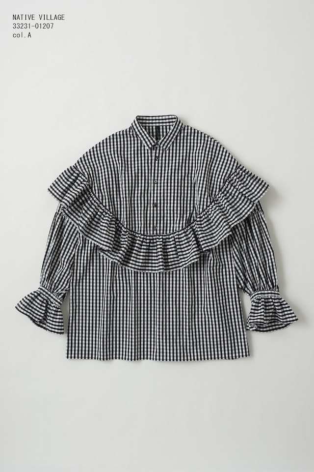 NATIVE  VILLAGE   33231-01207  フリルブラウス　　Frill blouse