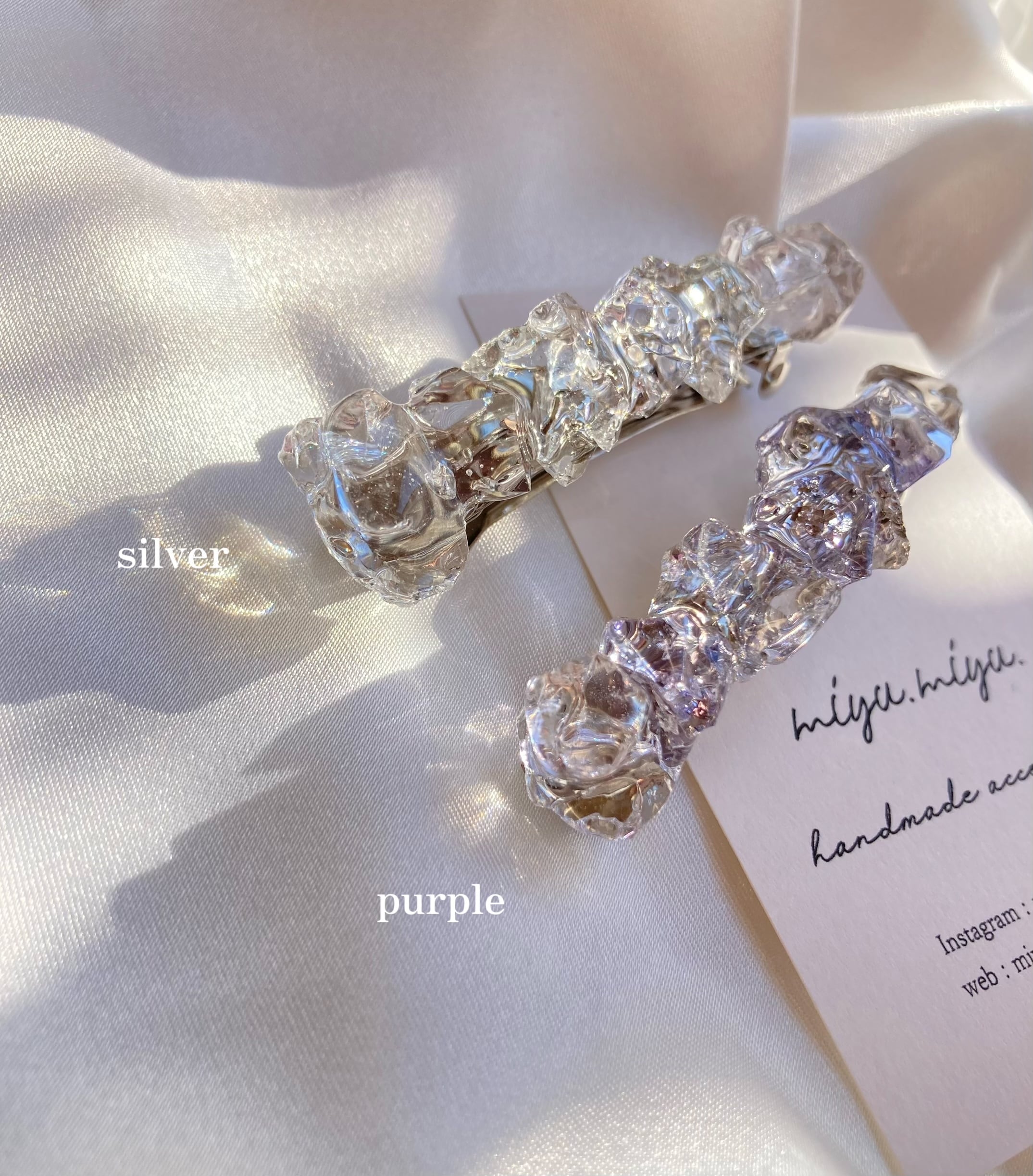 うるうる宝石】バレッタ （clear silver / clear purple） | miyu.miyu