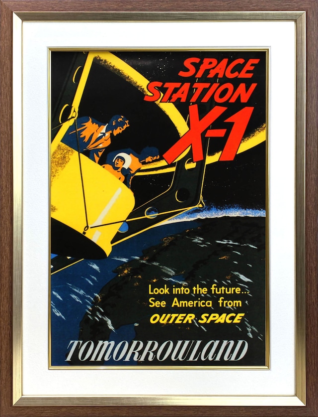 ディズニー テーマパーク ポスター「トゥモローランド/スペース ステーションX1」絵画 インテリア 展示用フック付