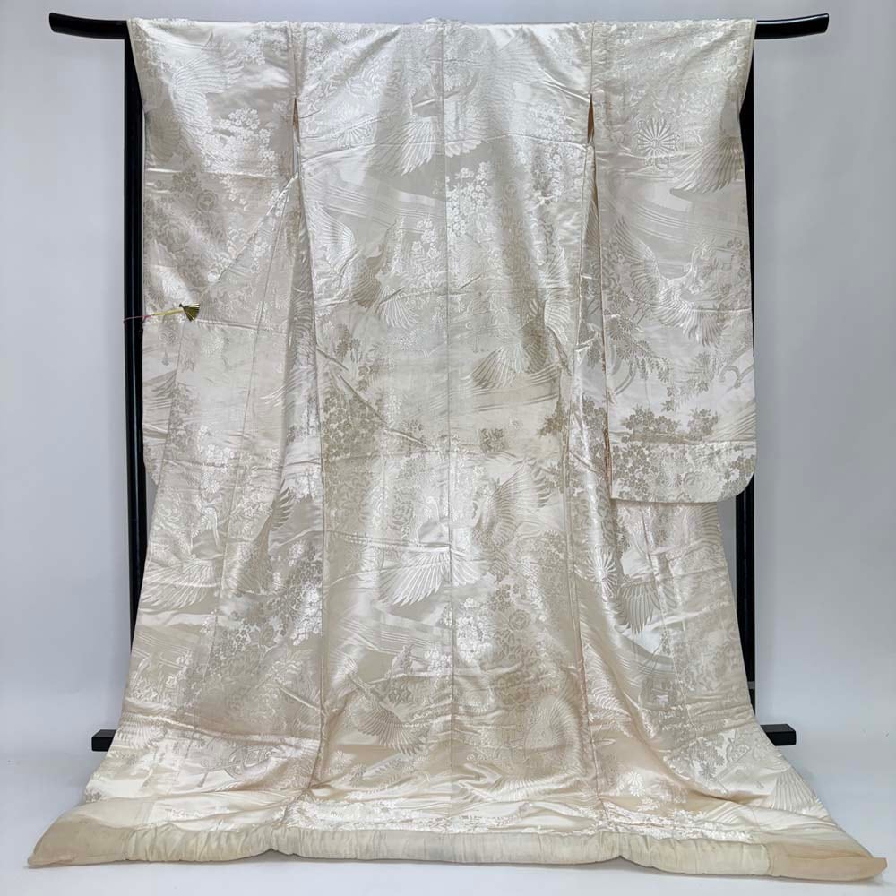 白打掛け 掛け下 襦袢 掛下帯 筥迫セット ホワイト 鶴 吉祥文様 花嫁