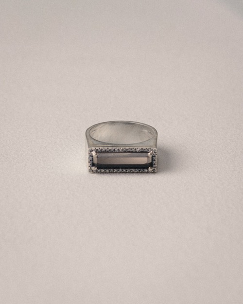 "Adlin Hue" recollection Exclusive Ring -Smoky Quartz & Pave Diamond- (Silver 925)