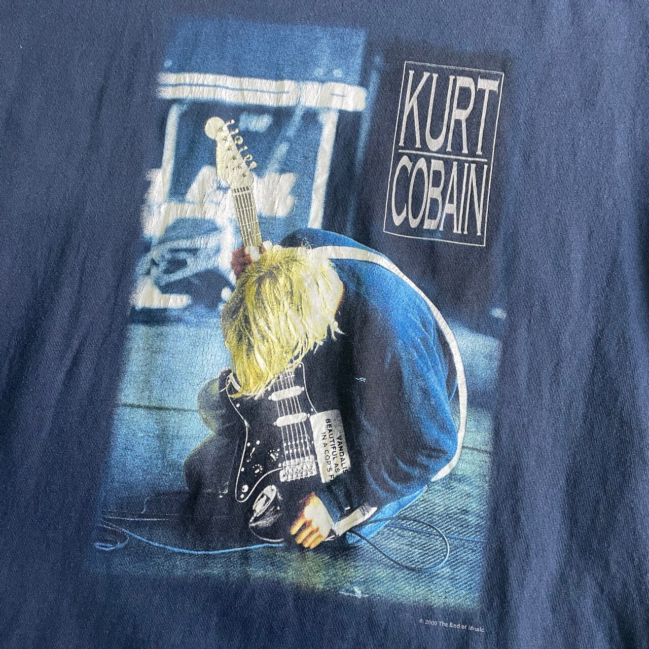 00年代 NIRVANA KURT COBAIN バンドTシャツ メンズXL 古着 ニルヴァーナ カートコバーン 00s ビンテージ ヴィンテージ  2000 フロントプリント ネイビー 紺色【Tシャツ】 | cave 古着屋【公式】古着通販サイト