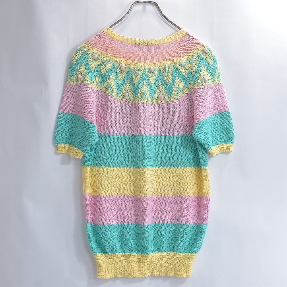 80～90s 19nineteen ペールトーン マルチカラー ボーダー パターン