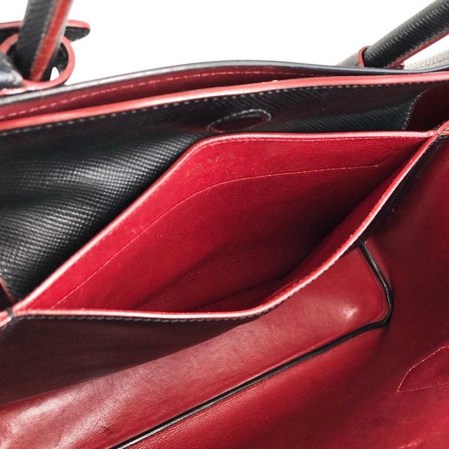 PRADA プラダ ハンドバッグ ブラック トライアングルロゴ レザー vintage ヴィンテージ オールド n54bxv