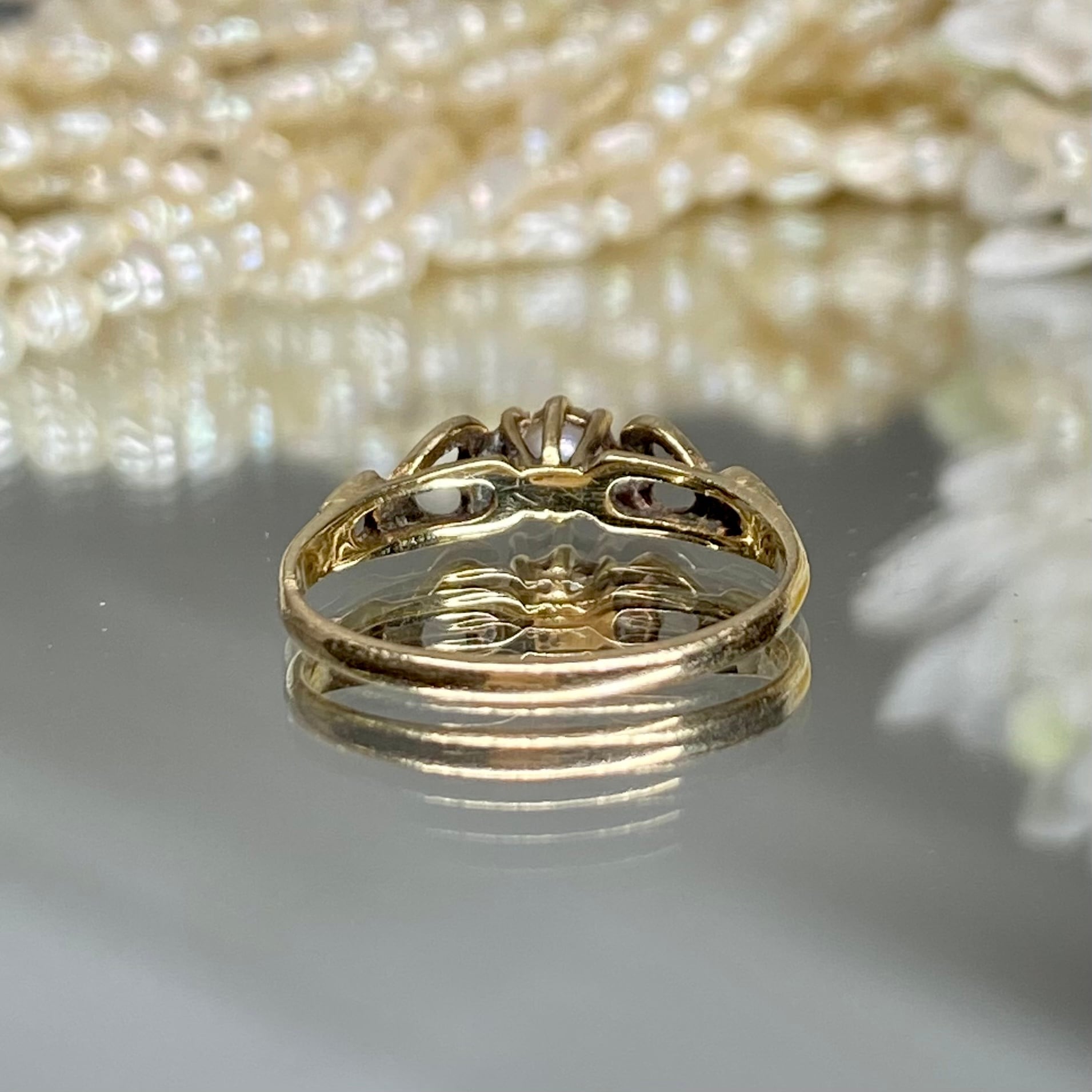 イギリス ヴィンテージリング シードパール 1983年製 K9 指輪